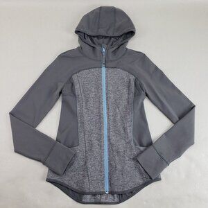 Ivivva Lululemon Ready to Perform Jacket Girls 14 Gray Full Zip Hood Sweatshirt